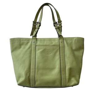Coach Leather Shoulder Tote Bag 13098 Lime Green Purse Handbag Adjustable Strap